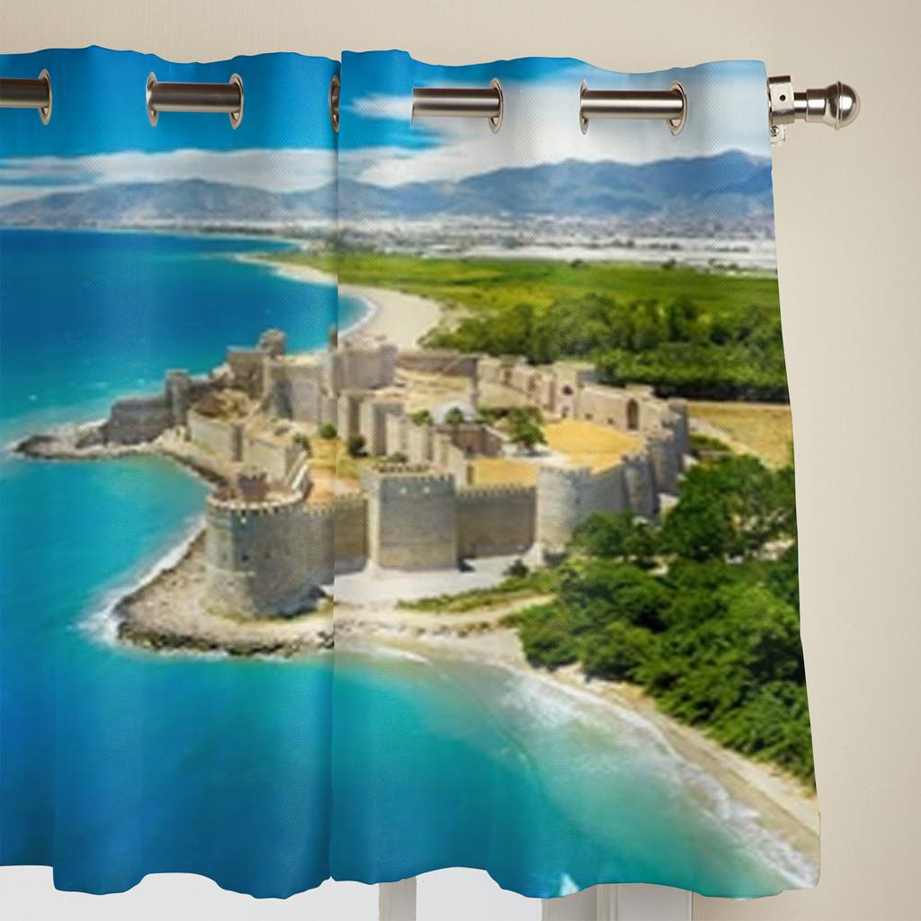 Blick auf die Stadt Türkei Fenster Vorhänge für Wohnzimmer Luxus Schlafzimmer Dekor Vorhänge Küchenfensterdekorationen Vorhänge