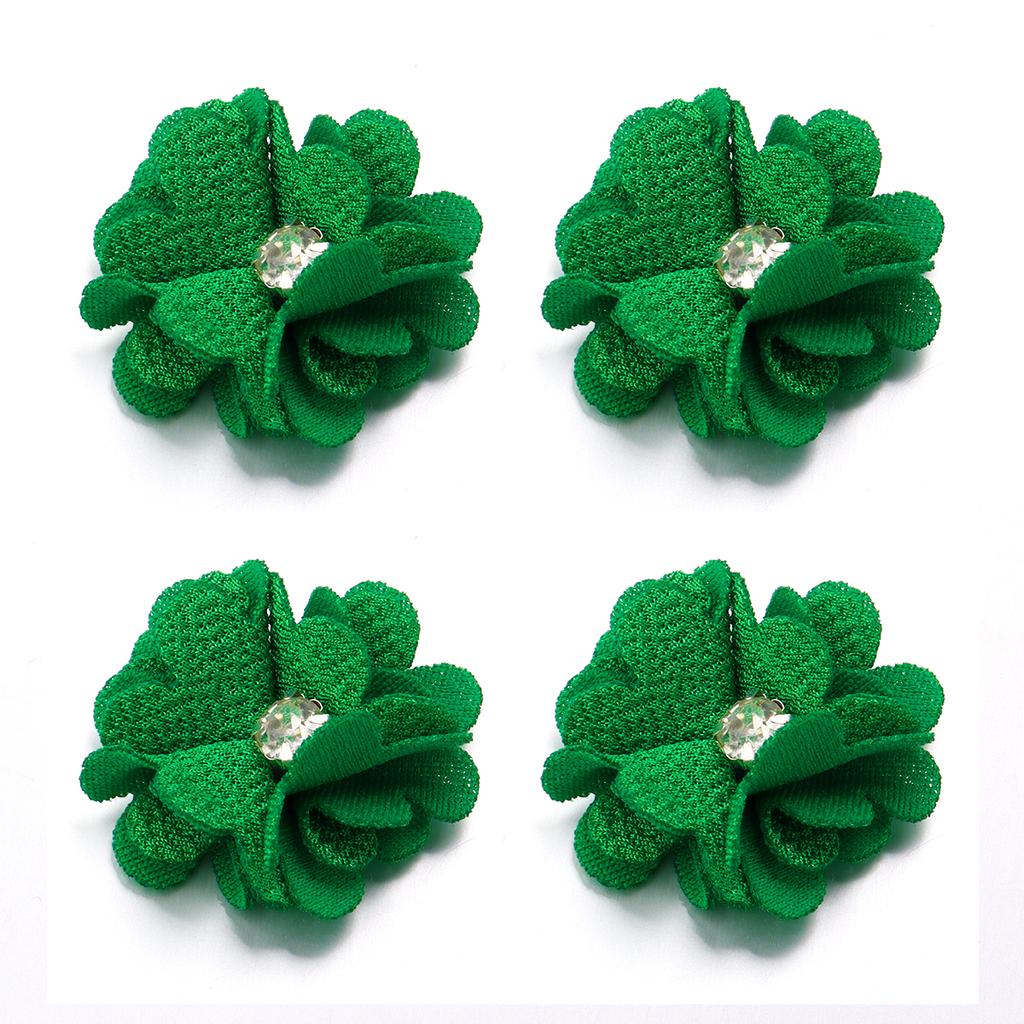 10pcs Colorful Fabric Flower 3.5cm Rhinestone Flower Core Pearl Hemp Flower Applique For DIY Clothing Sewing Headwear Decoration