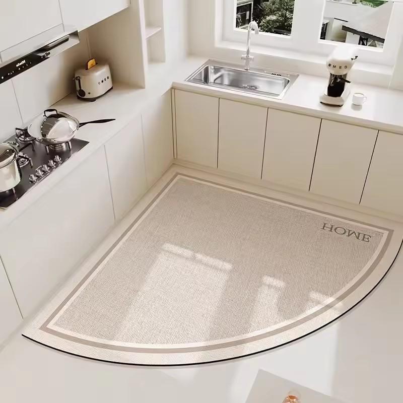 Kitchen Heart-shaped Carpet American Floral Pattern Water-absorbent Quick-drying Large Size Floor Mat Diatom Mud Non-slip Rug