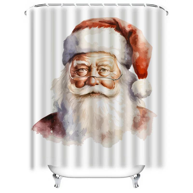 Tu Vintage Santa Claus Shower Curtain Christmas Holiday Bathroom Decor Rustic Farmhouse Xmas Backdrop Festive Holiday Home Texti