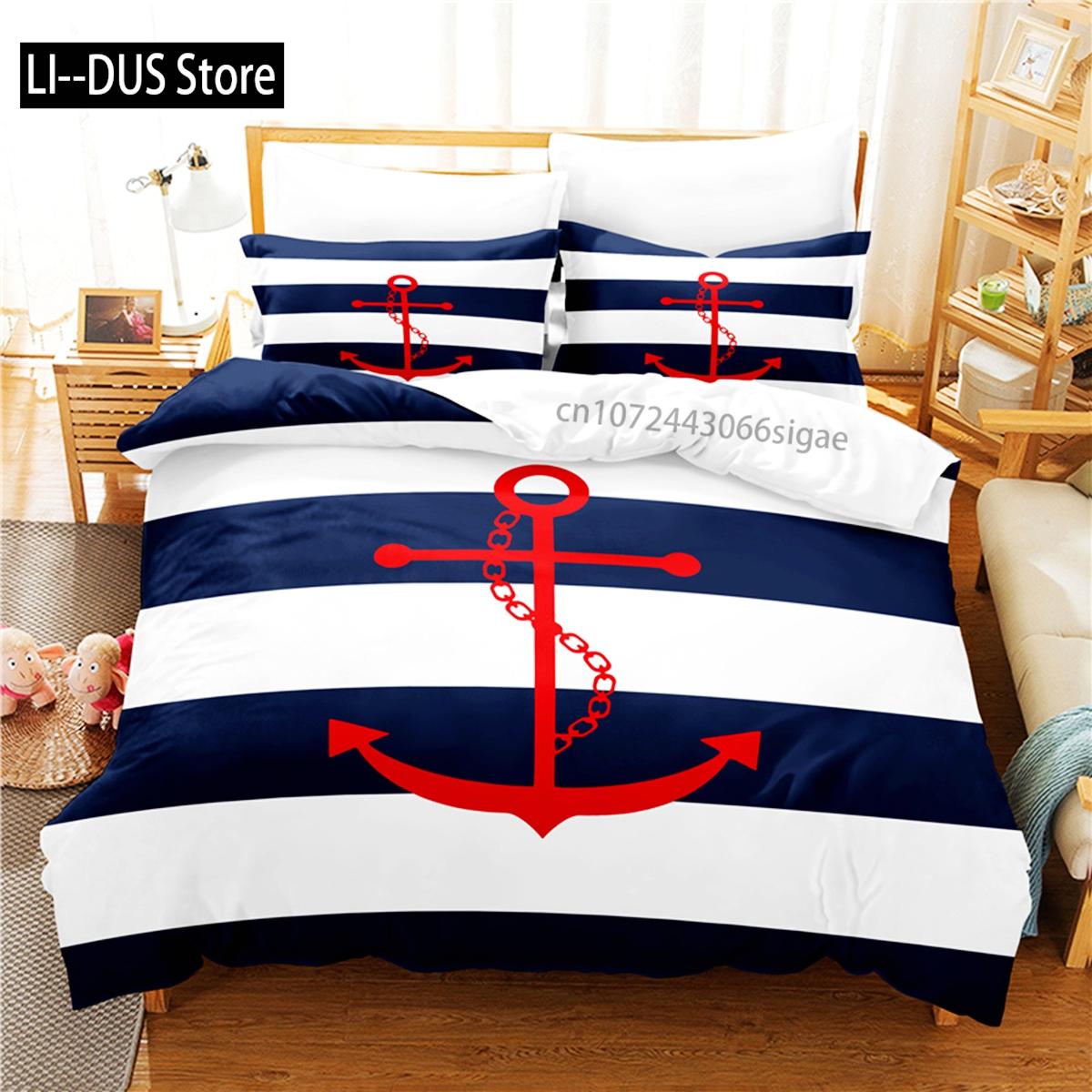 

Comforter Ship S Anchor Bedding Set 3D Bedding Digital Printing Queen Size Bedding Set Fashion Design Comforter (quilt)-EU Single(135*200cm)3pcs