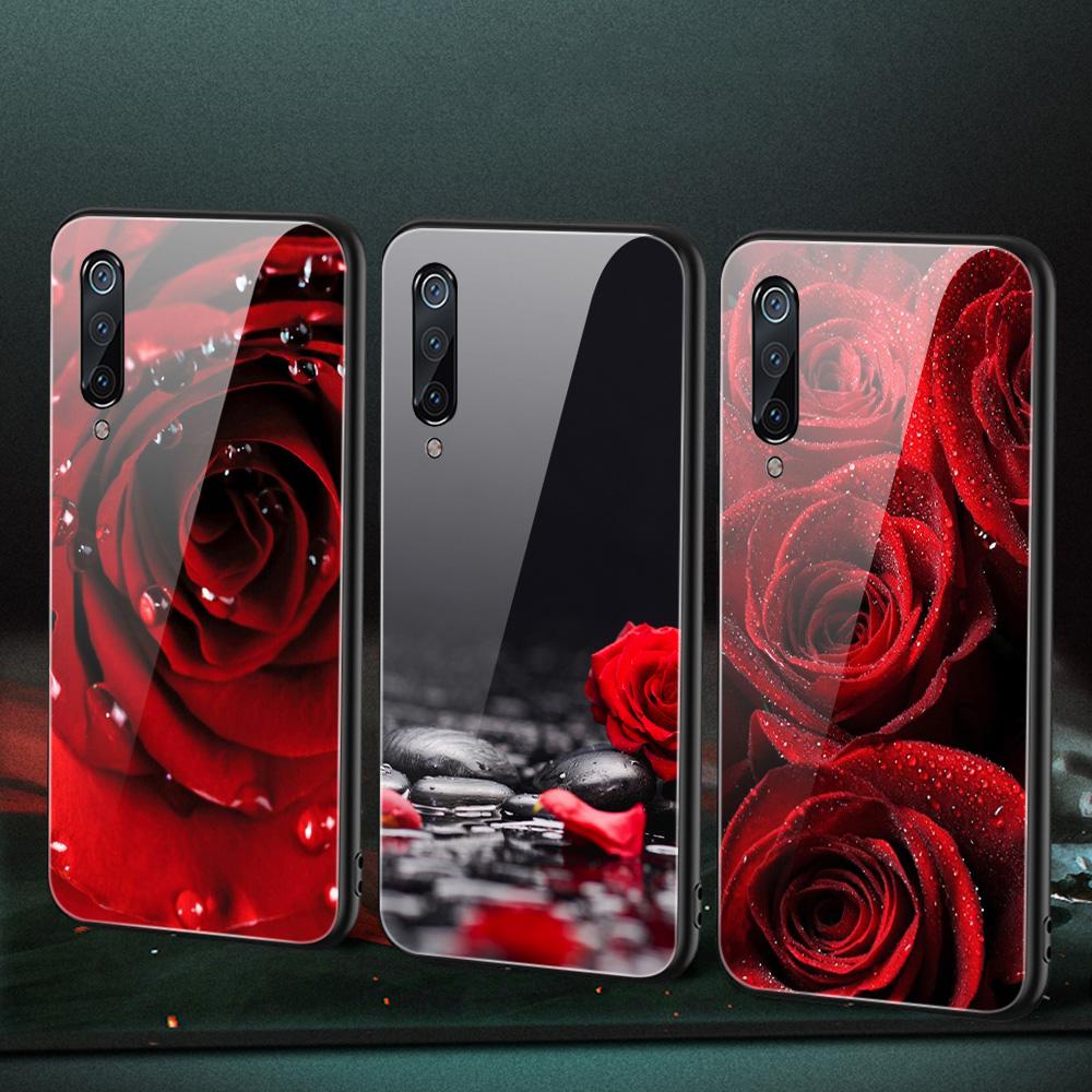 Capa de vidro com flor de rosa para Xiaomi Redmi Note 12 11 8 9 10 7 8A 10 9S 9C 10C Note 10 Pro 11T Pro Poco X3 F3 Mi 10 Pro Funda Capa