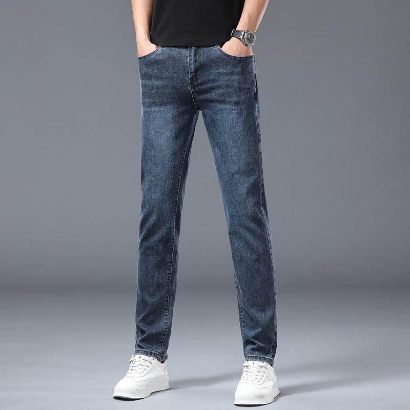 

Spring Jeans Men s Straight Leg Loose Casual Korean Elastic Versatile Long Pants 28 синий