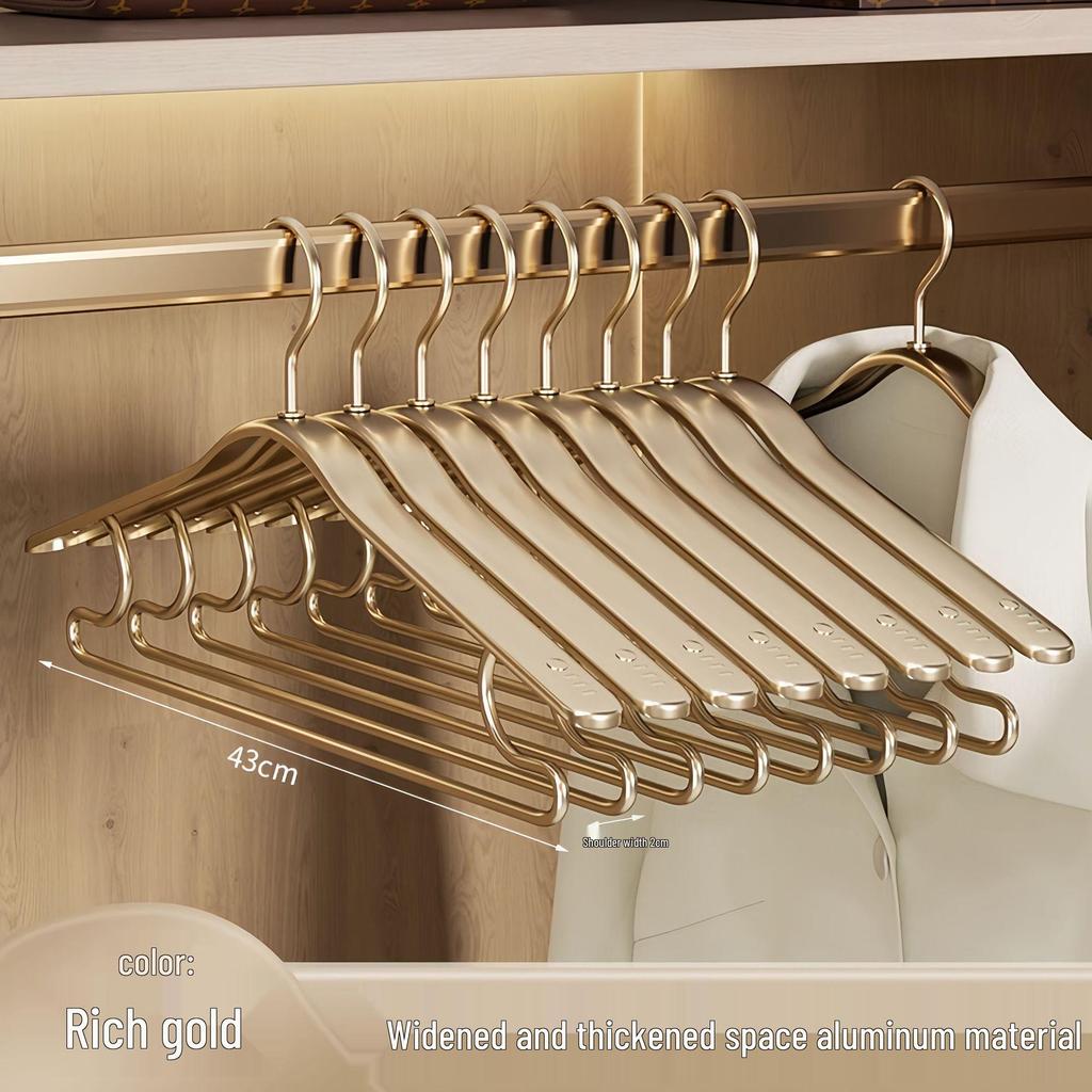 Luxury Wall-Mounted Aluminum Clothes Hanger – Seamless, Wide-Shoulder Design for Strappy Dresses and Heavy Garments