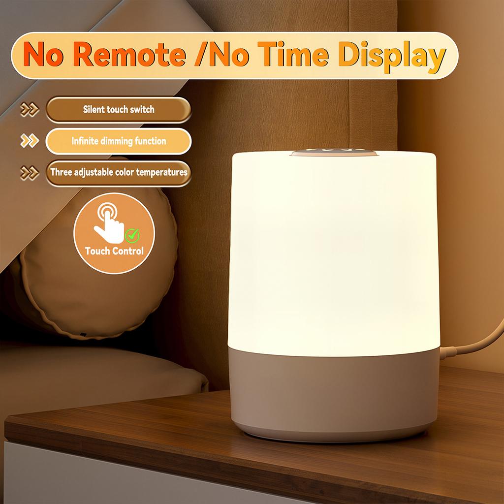 Touch Control LED Night Light with Clock Timer Remote Control USB Bedside Lamp Dimmable 3 Color Temperature Bedroom Sleep Lamp