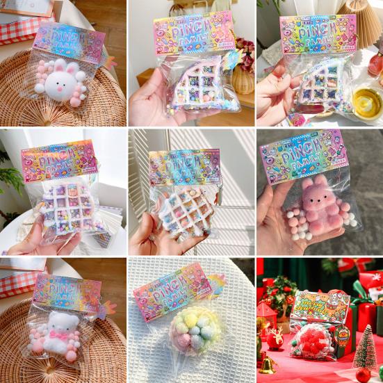 Waffle Squeeze Toy Slow Rebound Stress Relief Bunny Dessert Cat Paw Squishes Sensory Fidget Pinch Toy Kids Adults Birthday Gift