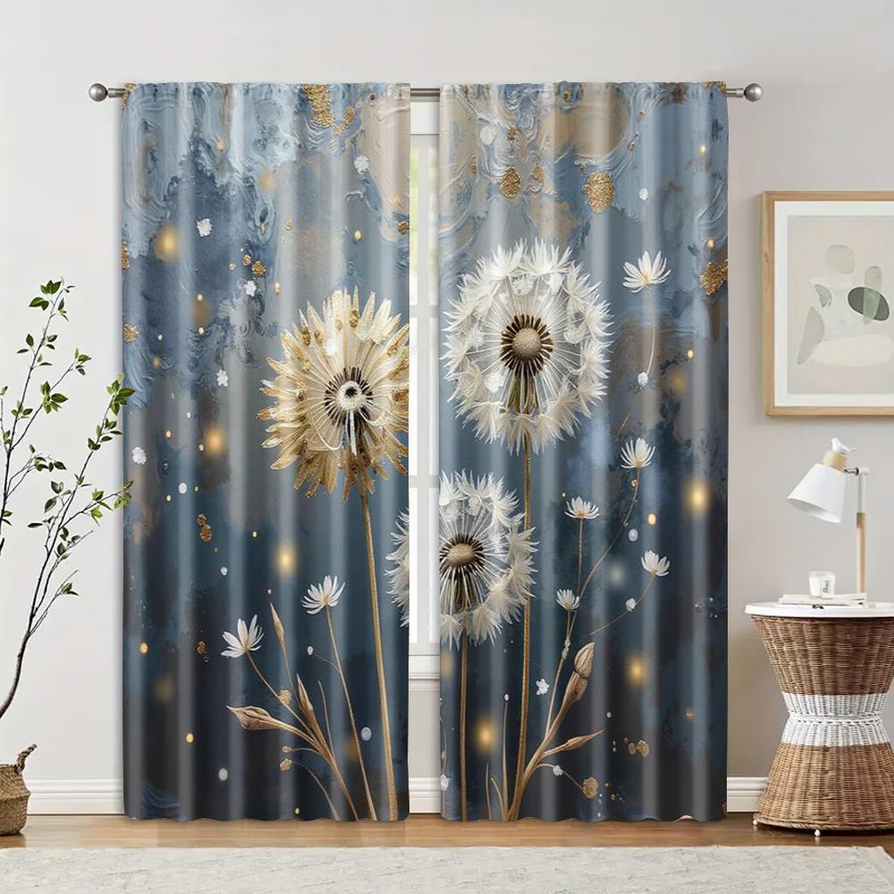 

Filtering Curtains Excluding Rods Non Movable Without Batteries Abstract Dandelionbackgroundsuitable Use Curtain Set Of 2 Made Polyester Washable W100*H70(CM)-Hooks&1PCS