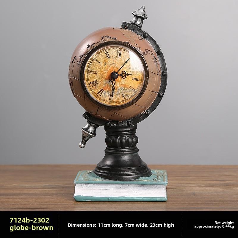 Clock Resin Globe Ornament For Desk Decor In Living Room Or Kids Gifts Room