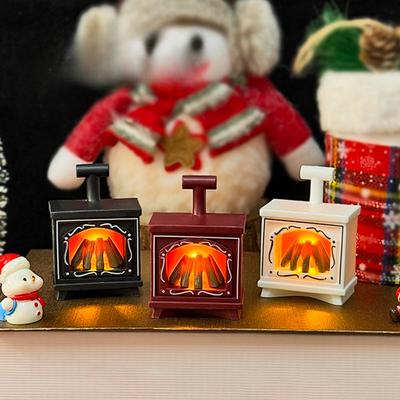Christmas Simulated Fireplace Night LightsChristmas Mini Fireplace Decorative Ambient Lights
