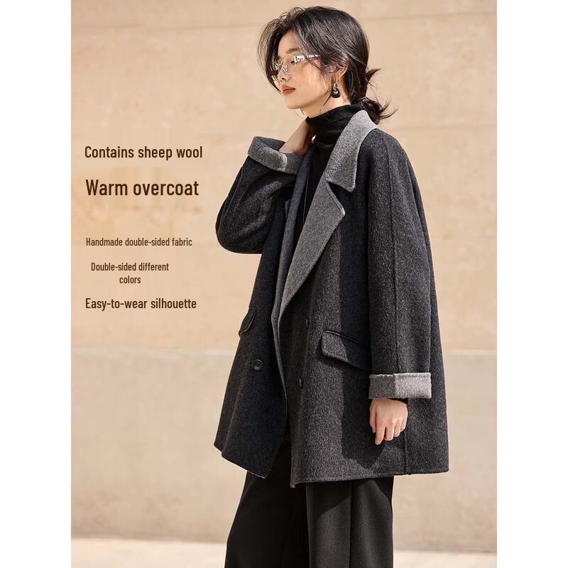 

Women s Retro Wool Double-Faced Commuter Coat 2XL