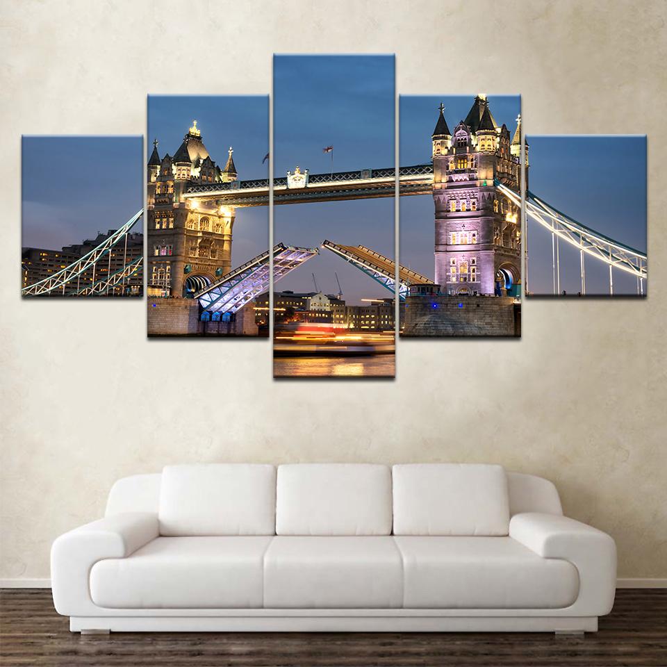 

London Bridge Wallpaper 5 piece Wallpapers modern Modular Poster art Canvas painting for Living Room Home Decor 20x35 20x45 20x55cm