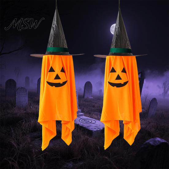Spooky Home Decorations Cute Halloween Hanging Decor, Pumpkin Ghost Pendant with Party Supplies Wizard Hat, Witch Ornament for Durable Fabric Decor