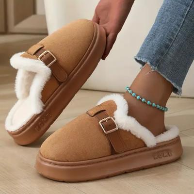 Damen Kuschelige Fleece-Hausschuhe mit Plüsch - Weiche Slip-On Hausschuhe, Ganzjahres-Indoor/Outdoor-Schuhwerk, EVA-Sohle & Gepolsterte Innensohle, Indoor-Schuhwerk,