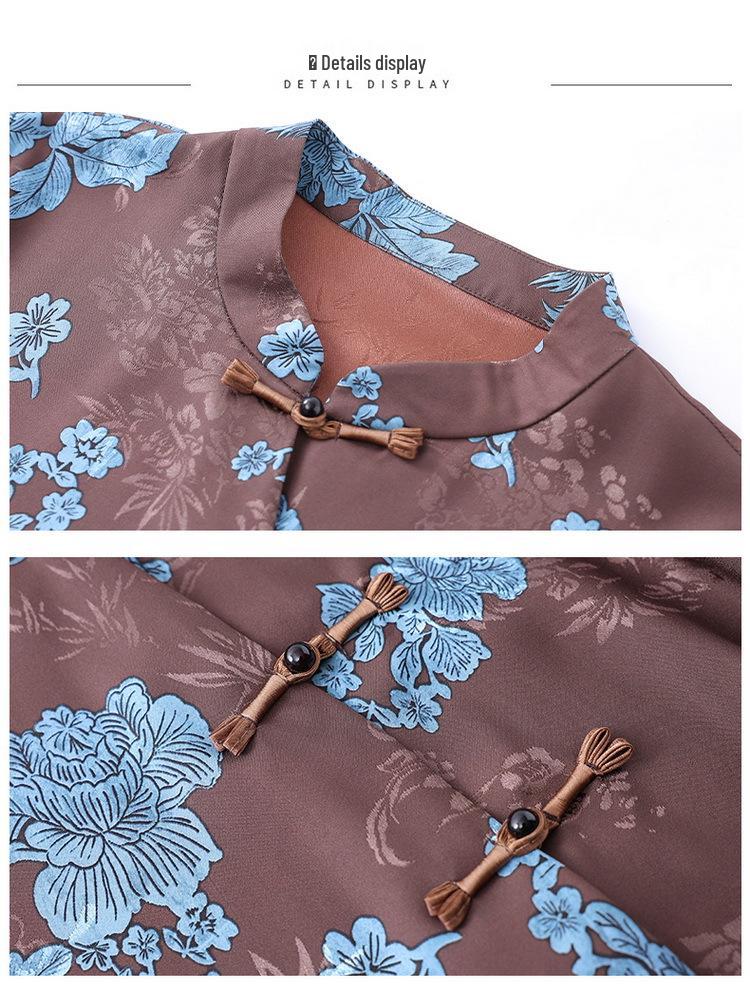 2025 Spring/Autumn High-End Light Luxury Women's Chinese Jacquard Tang Suit Long-Sleeve Shirt