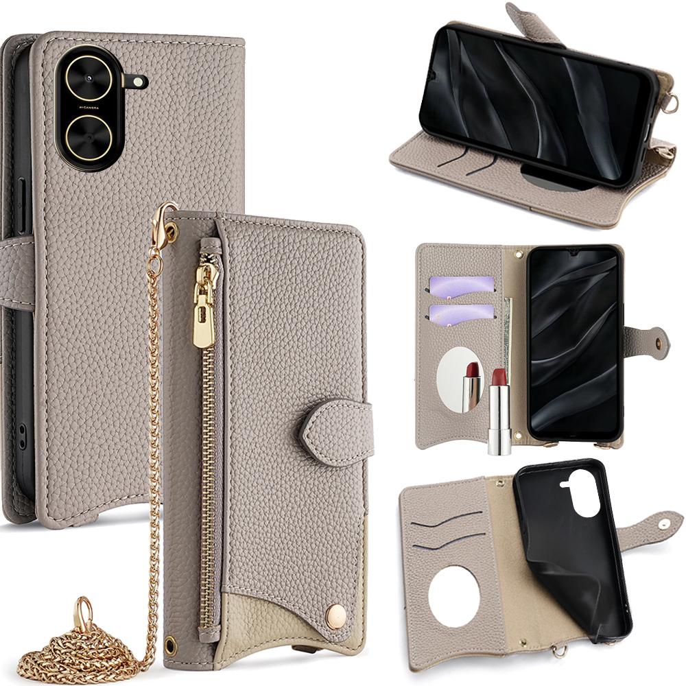 For Xiaomi Redmi A5 4G (171.7mm) Leather Case Wallet Stand Cover Irregular Tail Style with Chain Strap