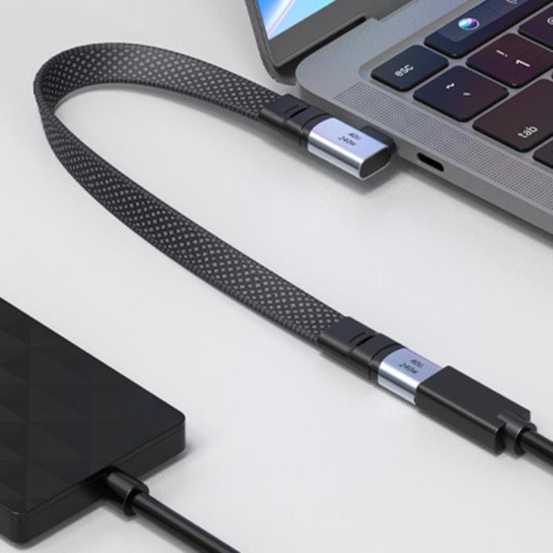 PD240W Fast Charging Line USB C to Type C Cable Quick Charging Right Angle Wire 90 Degree Data Cable