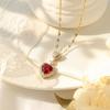 Women's Japanese Korean Style Zircon Heart-shaped Necklace