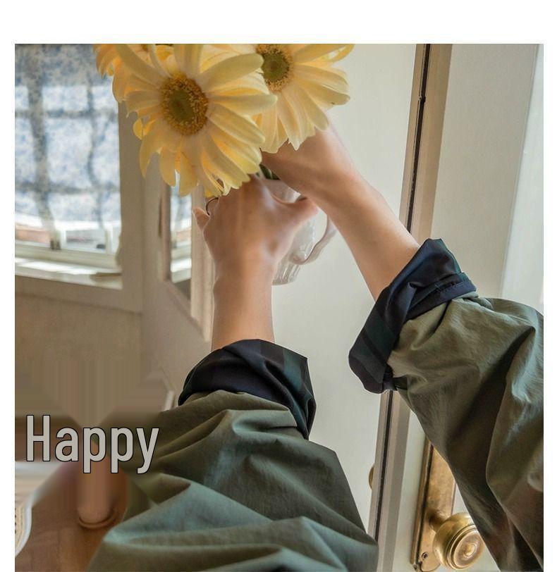 Women's Versatile Reversible Plaid Short Jacket - Korean Style, Spring/Autumn 2025, Loose Fit, Small Size Trench Coat