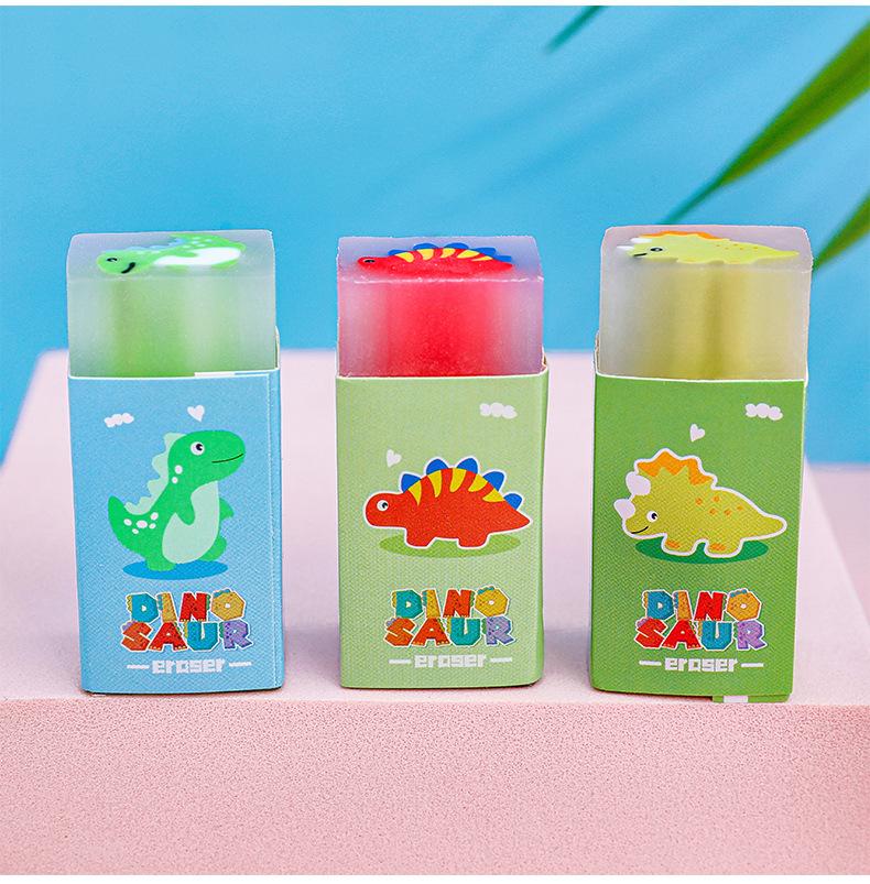 

3Pcs/Lot Cute Cartoon Dinosaur Erasers Sandwich Drawing Pencil Rubber for Kids School Students Exam Correction 4B Pencil Eraser