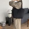 Autumn&Winter Women Puffy Padded Shoulder Bag Large Capacity New Handbag Solid Quilted Tote Bag Embroidered Thread Shopper Bag