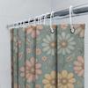 Spring Garden Flower Printed Shower Curtain Blue Floral Decor For Bathroom Accessories Pink, Green, Yellow And White Made In Chi