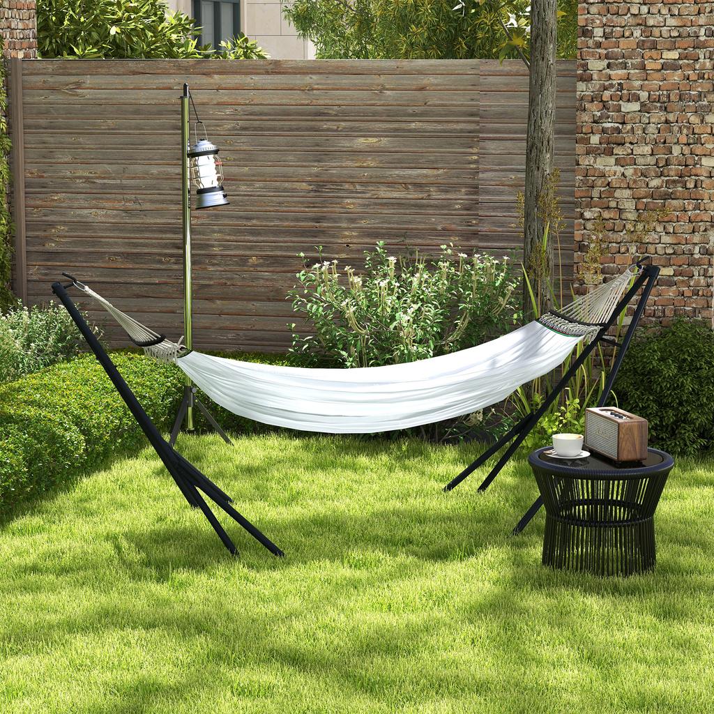 Hammock Stand Incl. Hammock Frame for Hammock, 263 Cm X 89 Cm X 100 Cm, Black + White