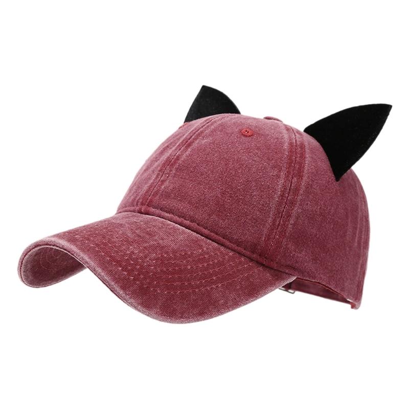 Cats Ear Baseball Hat for Girls Women Kitten Ears Casual Hat for Sports Gym Mountain Camping Hat Outdoor Activity