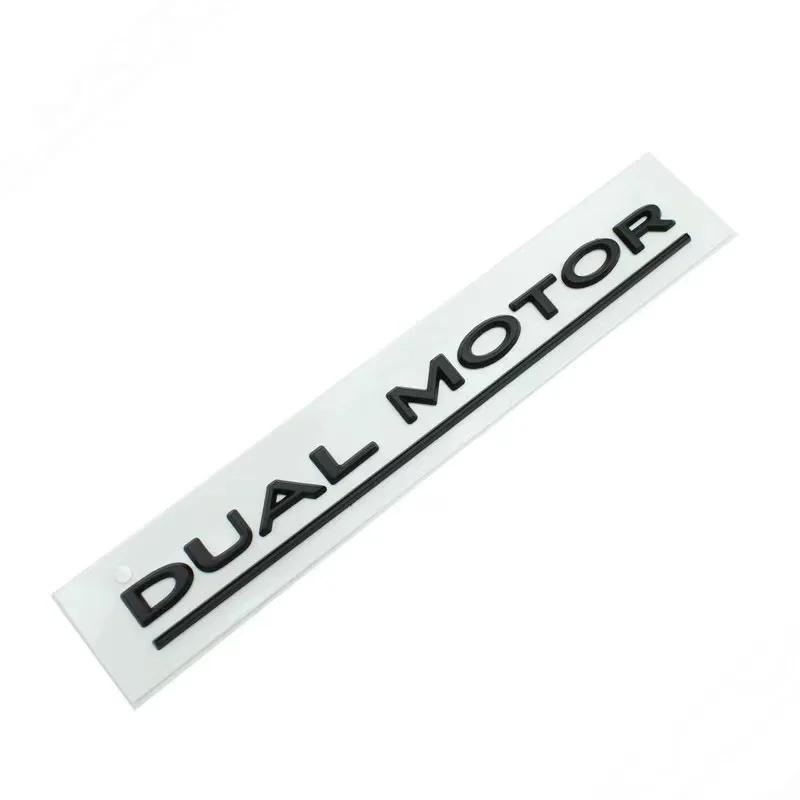 ETWZ4 3D Raised DUAL MOTOR Underlined Letters Emblem for Tesla Model 3 Y X S Car Styling High Performance Trunk Badge Sticker