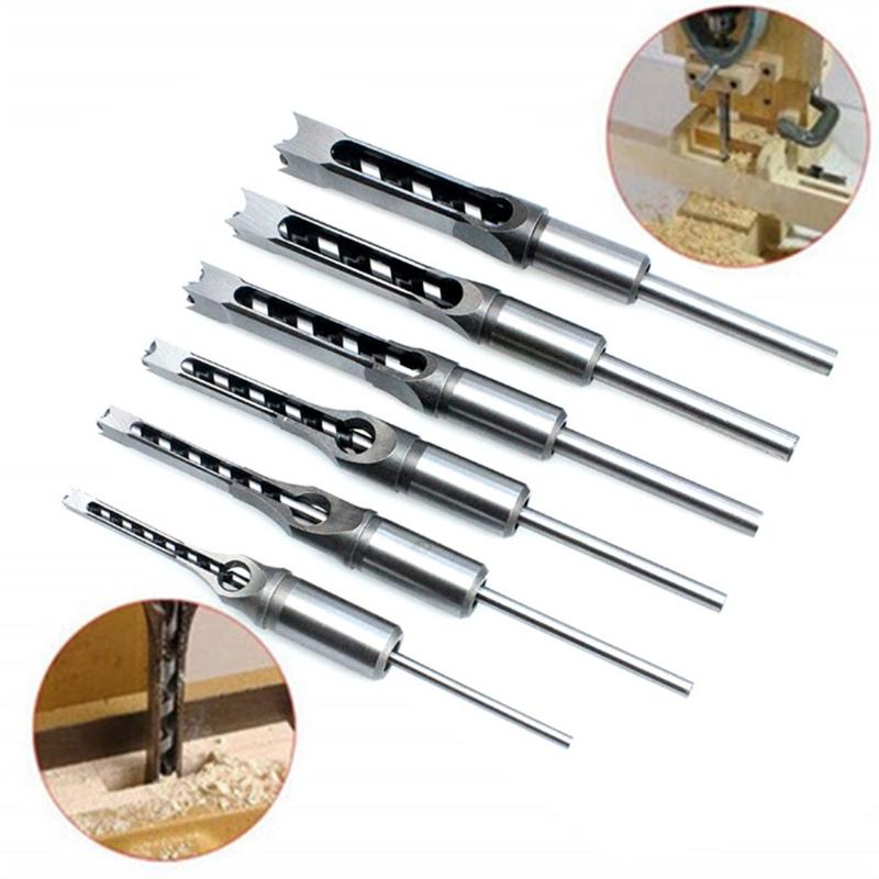 Square Hole Mortise Chisel Drill Bit Tools 6.4 mm/8mm/9.5mm/12.7mm/14mm/16mm Round Strong Square Hole Drill Bit