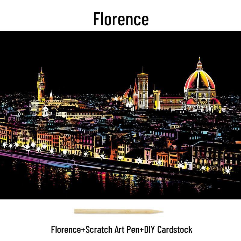 City Night View Scratch Art – DIY Kreatives Handgemachtes Malen Geschenk für Beste Freundin