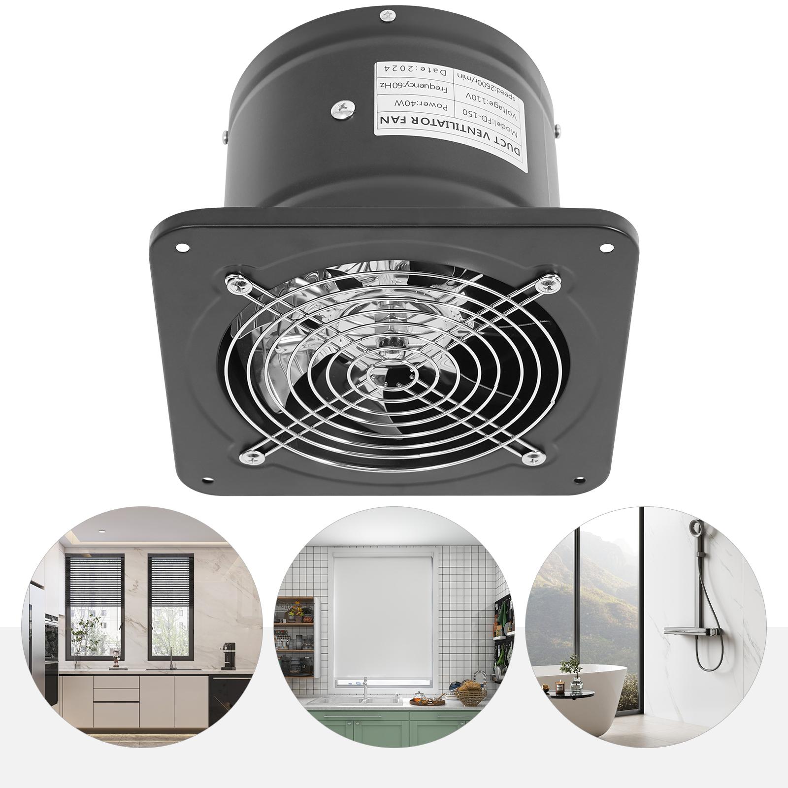 

6/7 Inch Iron Exhaust Fan,110V White/Black Rectangular Wall Mounted Exhaust Fan for Kitchen,Workshops