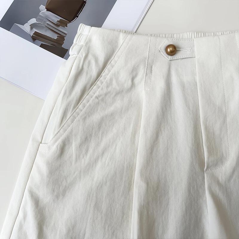 

Korean Style High-Waisted Gold A-Line Shorts for Women - Versatile, Elastic, and Slimming XL (suggested weight 130-150 jin) білий