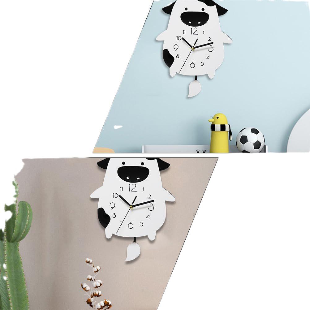 Cartoon Cow Acrylic Swinging Wall Clock - Silent Creative Decor