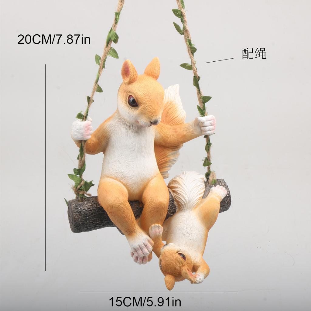 Resin Simulation Squirrel Pendant, Hanging Ornament for Garden, Flower Pot & Balcony
