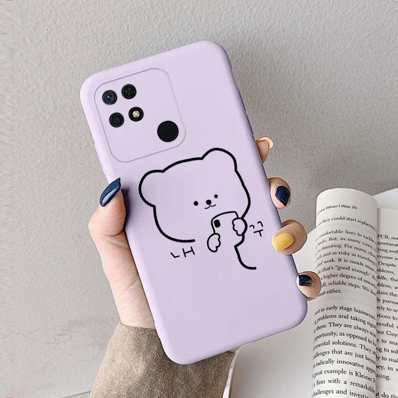 Case For Redmi 10 10C 10A Cute Heart Flower Back Cover Soft Silicone Matte Protective Funda For Xiaomi Redmi 10C Redmi10 Bag
