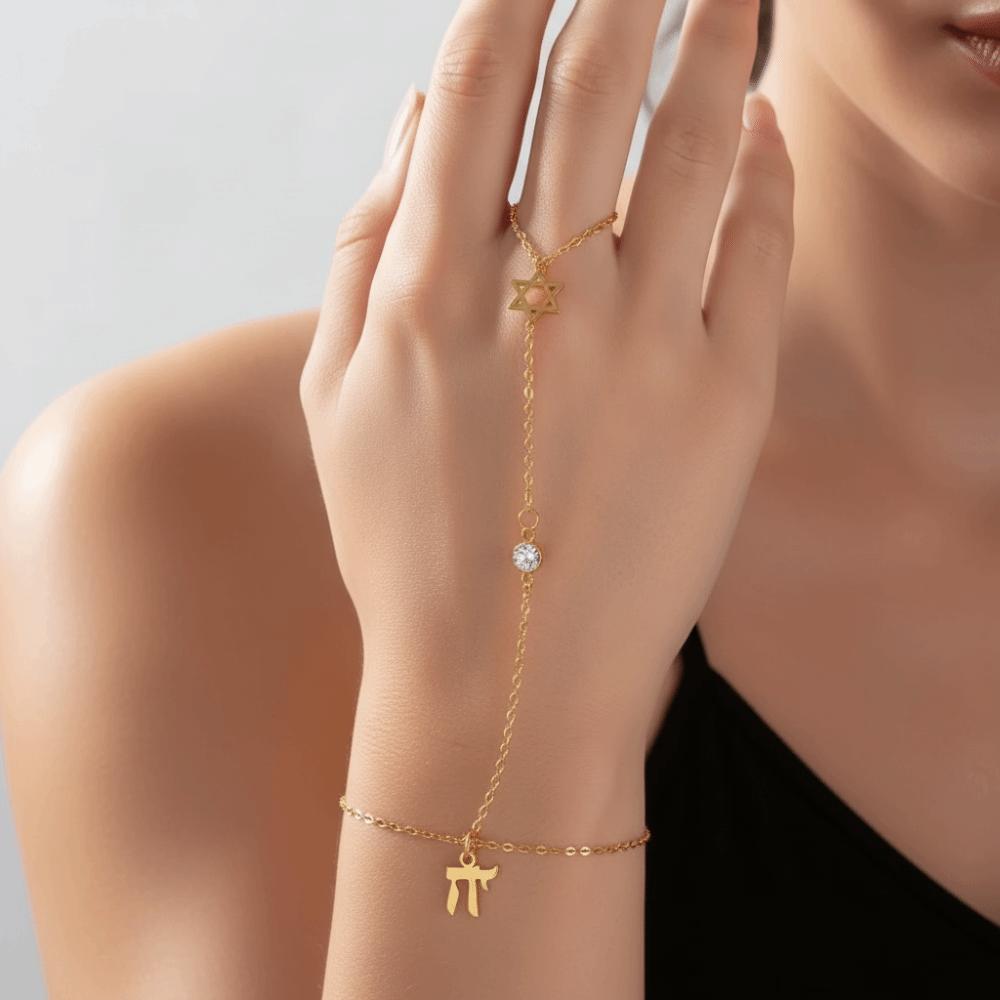 Versatile Star of David Bracelet Stainless Steel Adjustable Hexagram Bracelet Gold/Silver Finger Bracelet Amulet Jewelry
