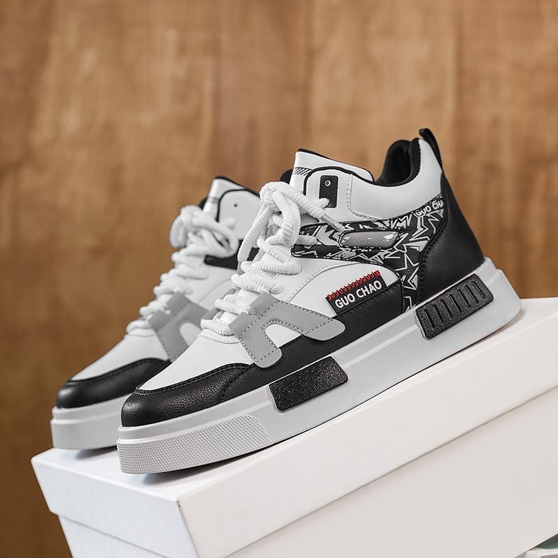 Men Shoes Sneakers High Top Mens Casual Shoes Luxury Breathable Men Walking Shoes Trend Leather Shoes for Men Running Shoes Male Footwear