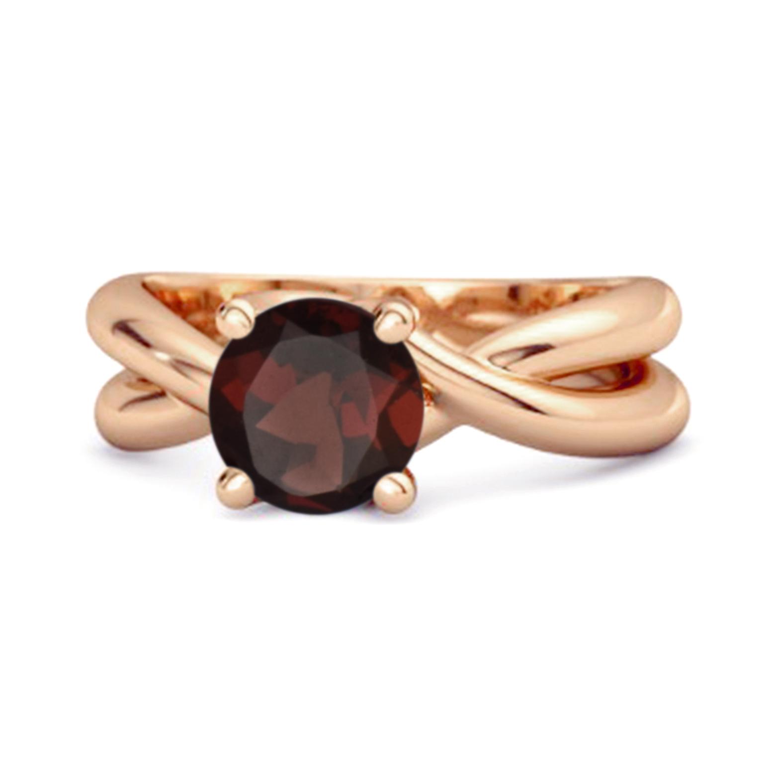

Garnet Crisscross Band Ring - 925 Sterling Silver Rose Gold Vermeil 7.5 Яскраво-рожевий