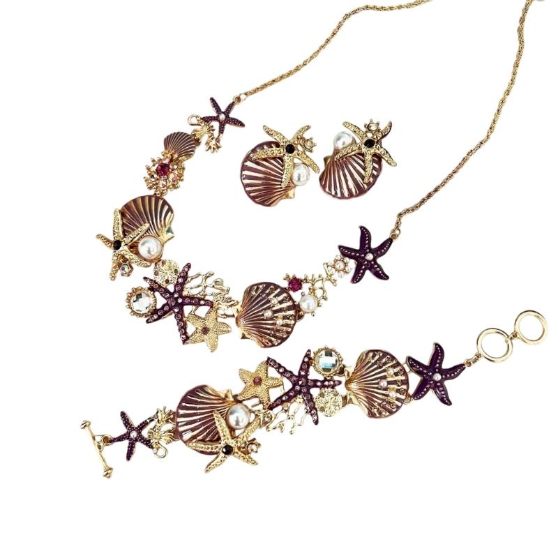 Themed 4 Piece Shell Necklace Collection Sensitive Skin Friendly Alloy Jewelry For Summer Vacation