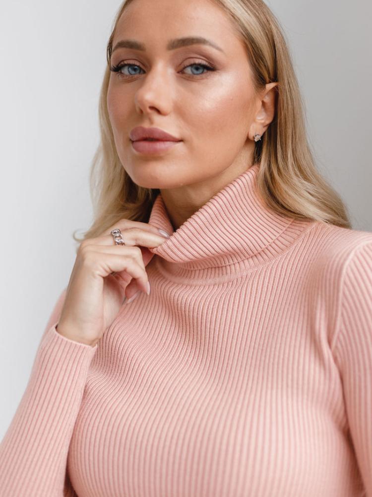 Girls' High Neck Sweater Knitted Base Sweater Autumn Outfit High Neck Solid Color Casual Versatile Sweater