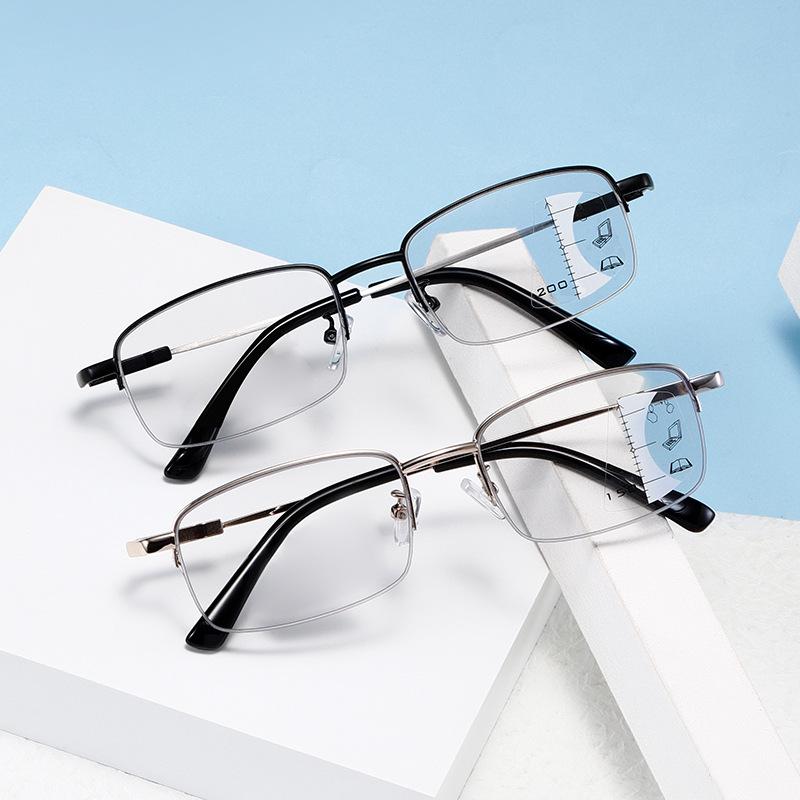 Photochromic Reading Glasses Titanium Alloy Frame Sun Glasses Men Presbyopia Glasses for Both Near and Far Use+100 To +400