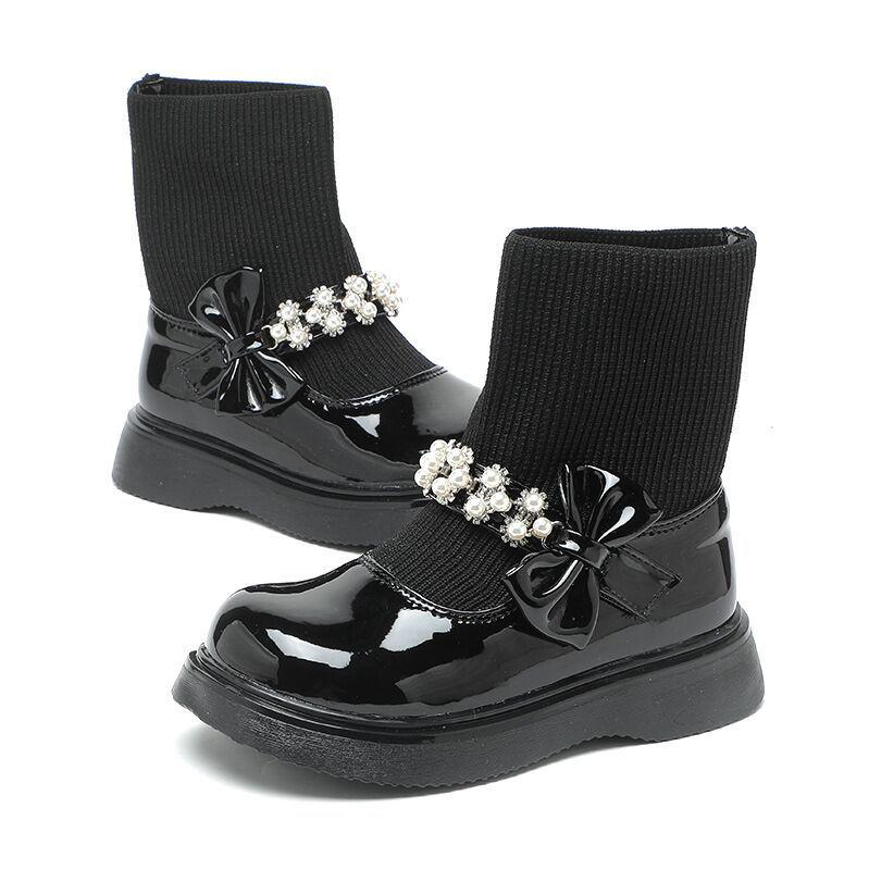 

Girls Leather Ankle Boots with Pearl Cotton Socks - Autumn/Winter 2025 Princess Style Size 37 (23cm)