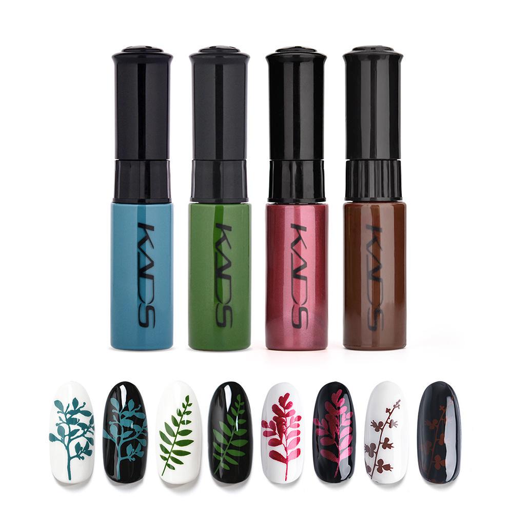 kads 4-teiliges Nagellack-Set, bunter Nagelstempellack zum Stempeln von Nailart-Drucklack