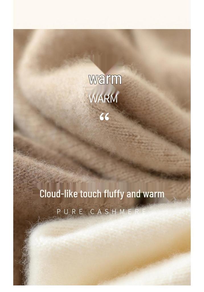 Women's Cashmere Half High-Neck Sweater - Autumn/Winter, Thickened, Solid Color, Loose Saddle Shoulder Knit.