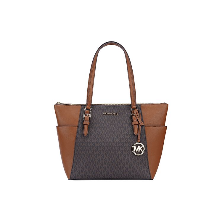 

Michael Kors Mk Charlotte Monogram Color Block Commuter Zipper Tote Bag Shopping Bag Pvc Faux Leather Women tote Acorn-Brown 35T0GCFT3B-BROWN Basic Set (Bag+Dust Bag)