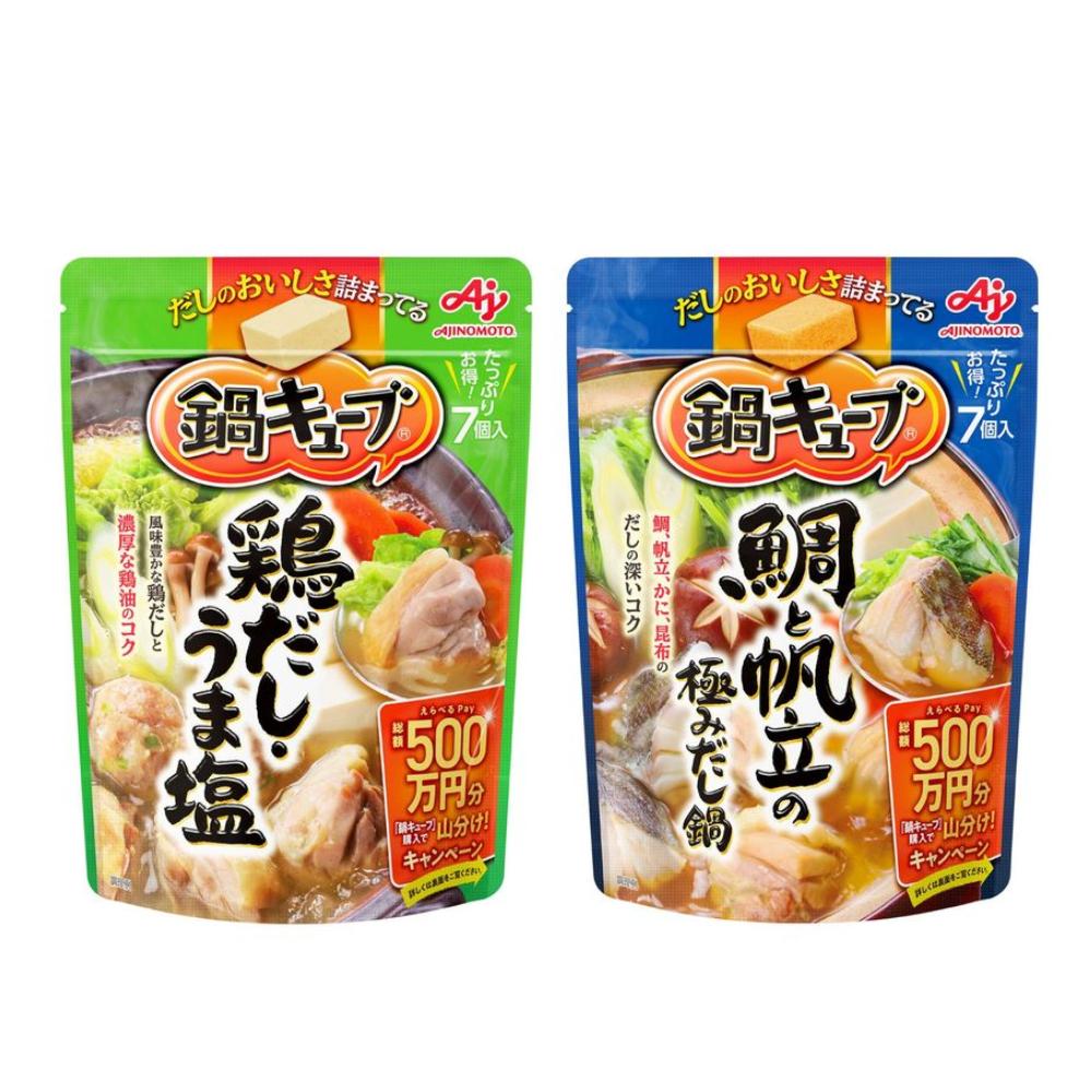 

Ajinomoto Кубик для хот-пота Морской лещ и гребешок / Куриный бульон и соль (7 карманов; 1 пакет) Chicken Broth and Salt