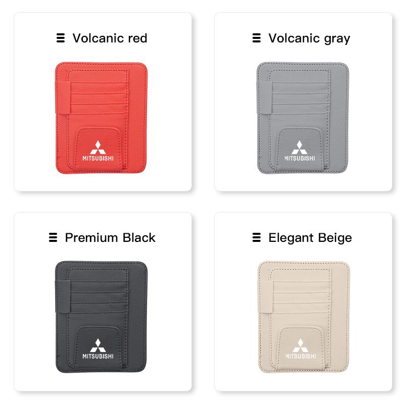 gjbf4 Car PU Leather Sun Visor Sunglasses Ticket Card Storage Bag Accessorie For Mitsubishi Lancer Galant Attrage Xpander Mirage ASX