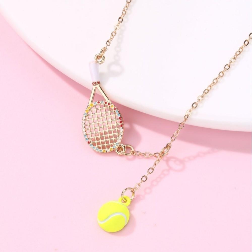 Tarnish Free Racket Pendant Necklace Waterproof Sport Necklace Sport Accessories