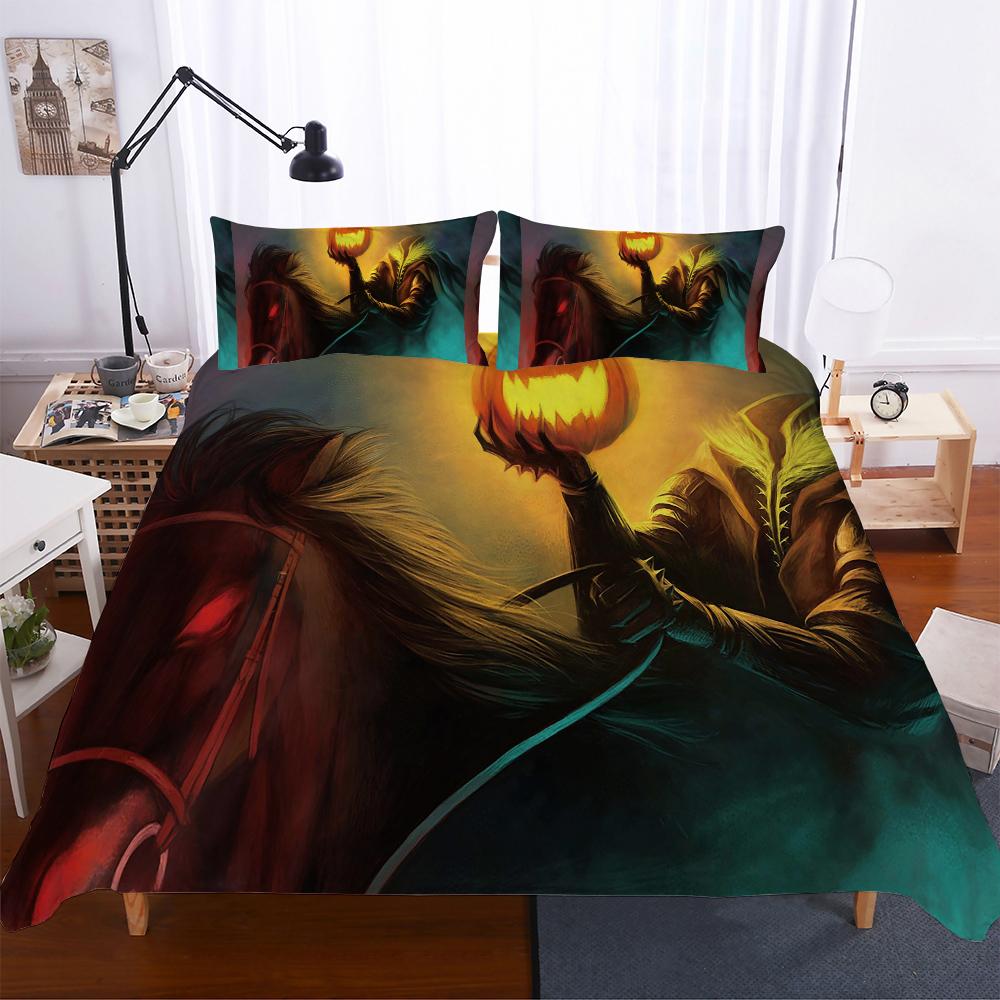 Happy Halloween Double Bedding Set Terror Duvet Cover Set Halloween Skull Europe Size Style Cartoon Bed Set Cover Bed Winter B6