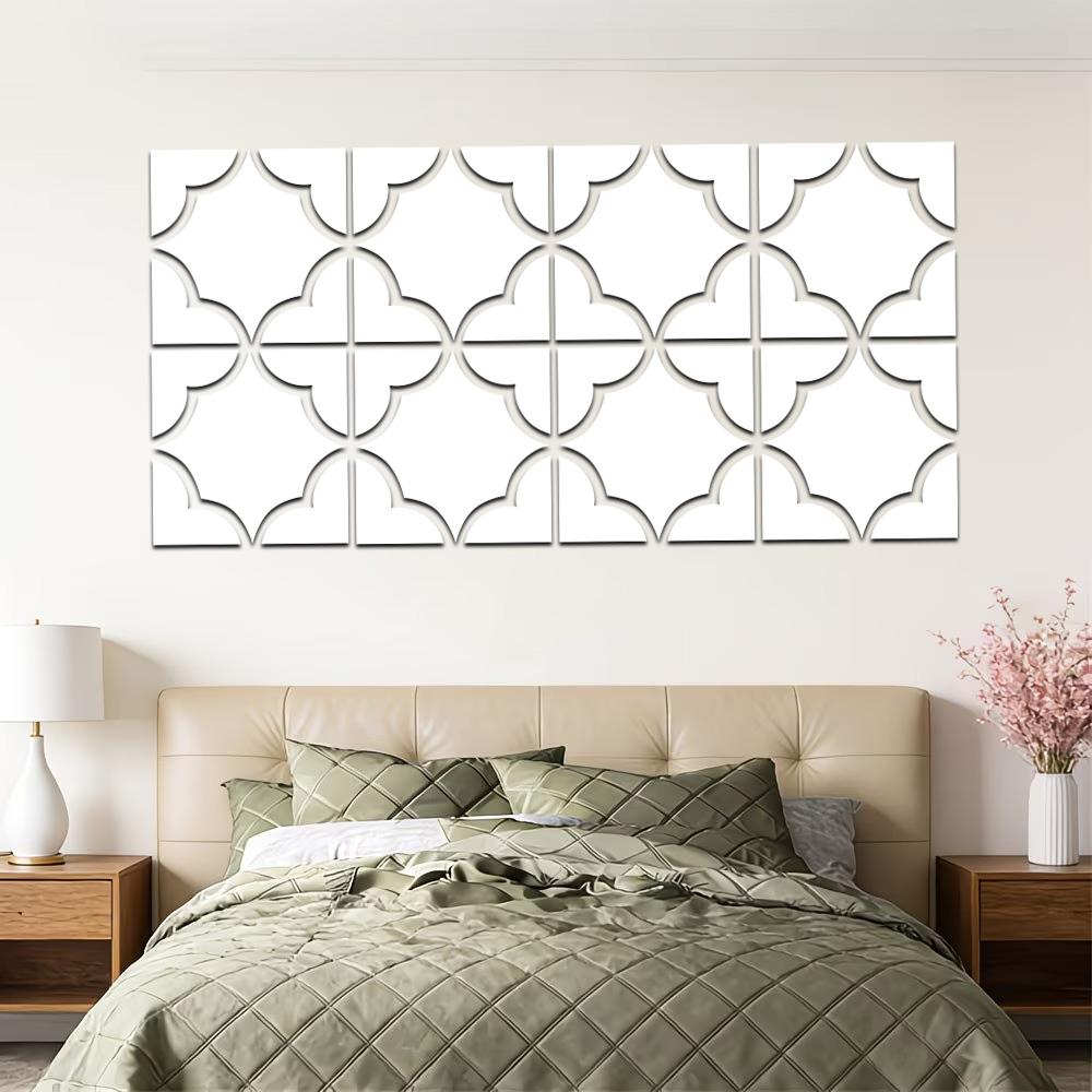 Quatrefoil Acrylic Mirror Wall Stickers Self Adhesive 3D Mirror Decals DIY Living Room Entrance Bathroom Home Decor Mirror Tiles